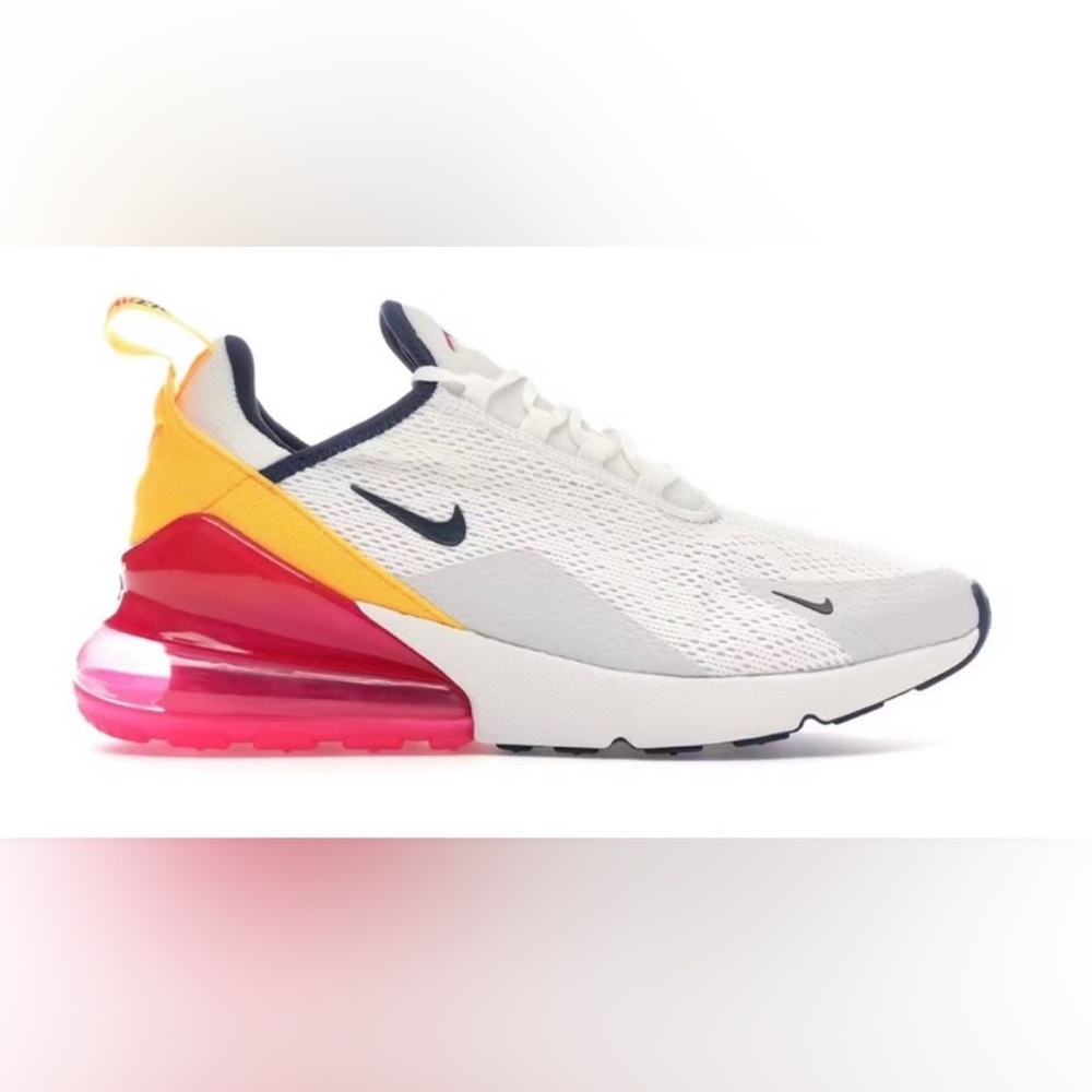 Women’s Nike Air Max 270 White with Pink and Orange Accents Size 8
